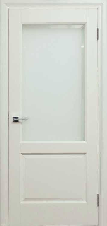 Дверь Арсенал Ольха-117/2 белая эмаль стекло 