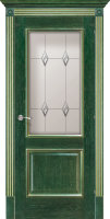 Дверь Триест зеленый золото стекло