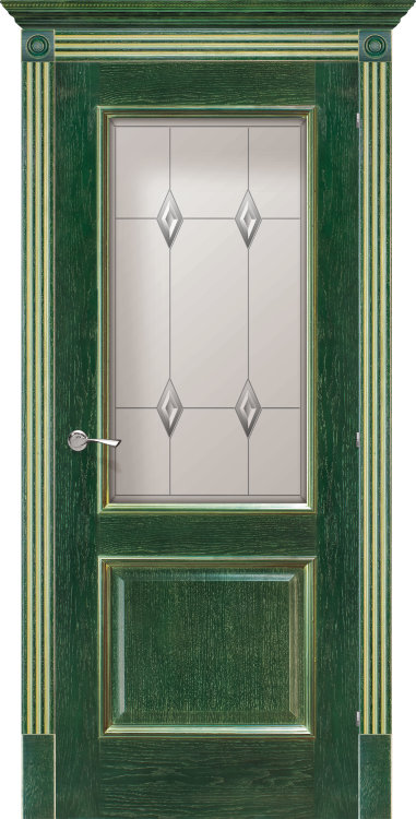 Дверь Триест зеленый золото стекло