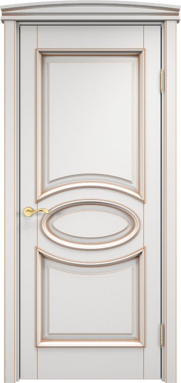 Дверь Арсенал Ольха-26 белый грунт патина золото глухая