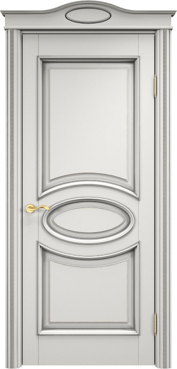 Дверь Арсенал Ольха-26 белый грунт патина серебро глухая