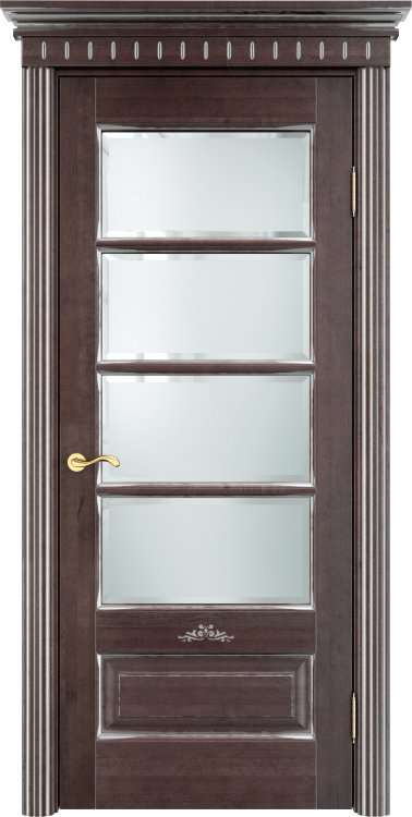 Дверь Арсенал Ольха-44 мореный с патиной серебро стекло 