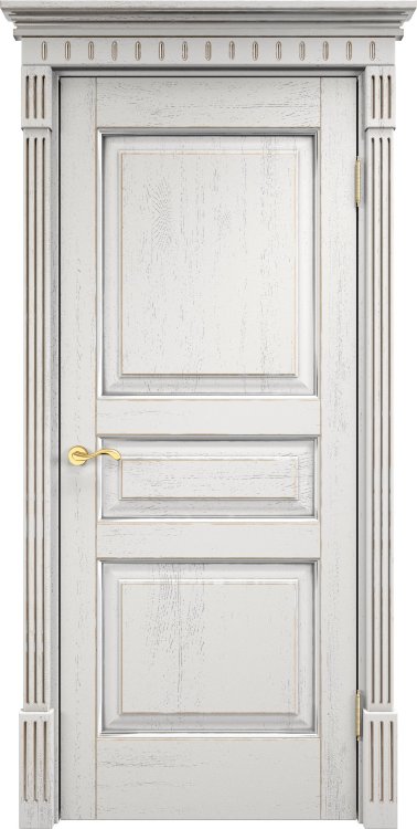Дверь Арсенал Дуб-5 белый грунт патина серебро 