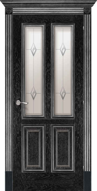 Дверь Плимут черный серебро стекло 