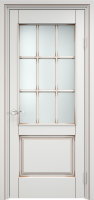 Дверь Арсенал Ольха-117/2 белый грунт патина орех стекло 