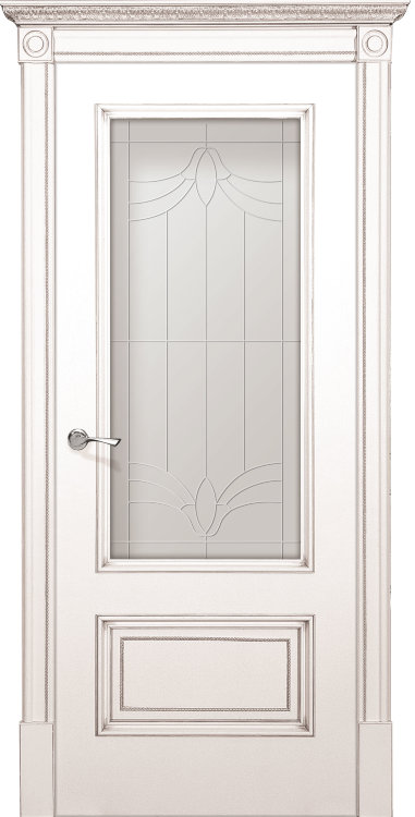Дверь Йорк RAL 9003 ант. серебро стекло 