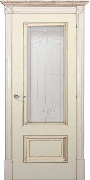 Дверь Йорк ваниль с античным золотом стекло 