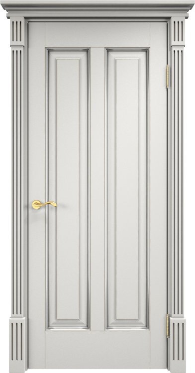 Дверь Арсенал Ольха-102 белый грунт патина серебро глухая